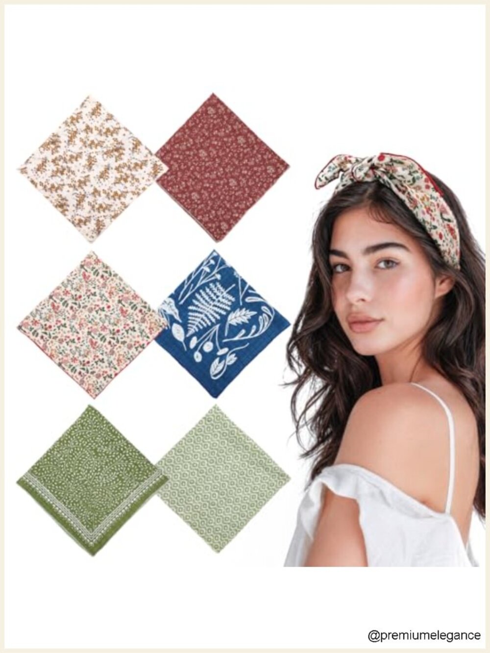 6 Pack Cotton Floral Bandanas Hair Scarf Headwrap for Women